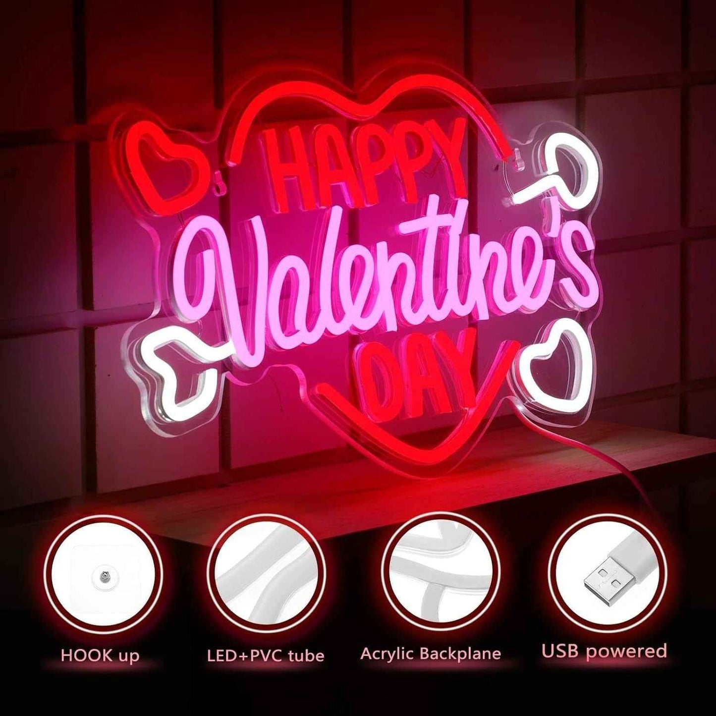 Happy Valentine's Day Luminous Neon Lights . - Ztylist