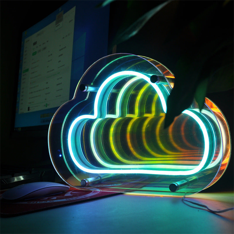 Colorful Infinity-mirror Atmosphere Night Light Usb Creative Neon Lamp - Ztylist