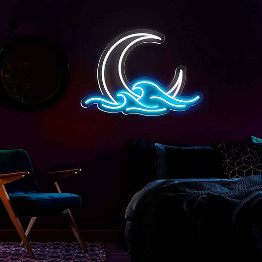 Moon & Waves LED Neon Sign