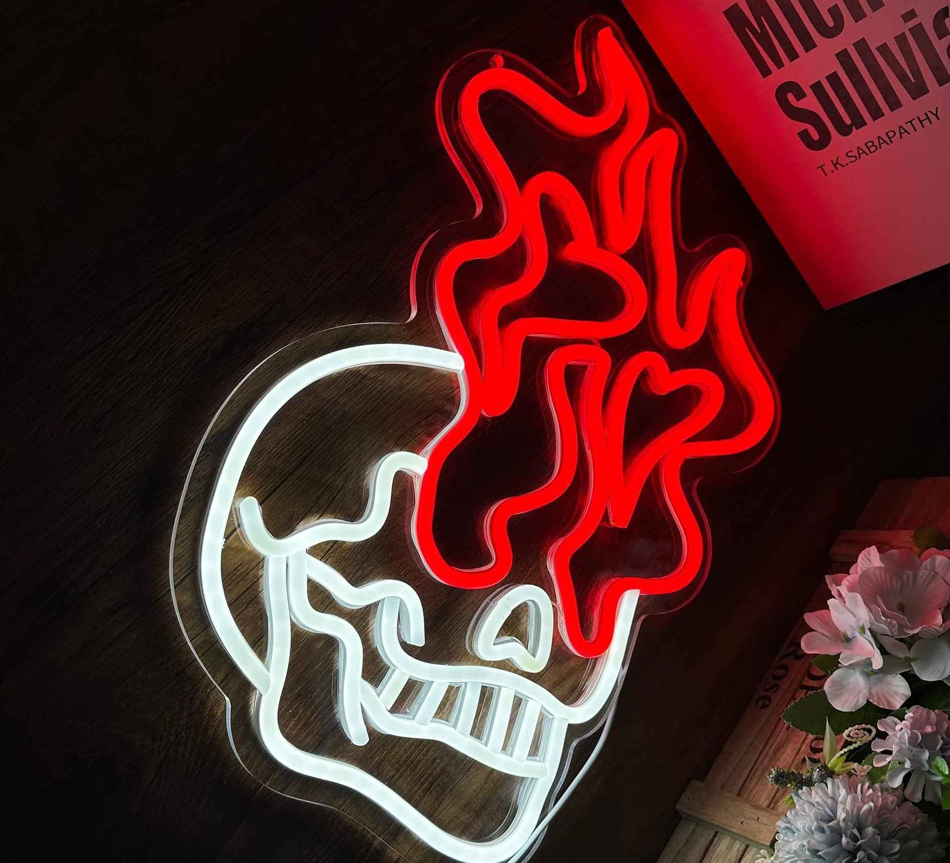 💀 Flaming Skull LED Neon Sign - Ztylist