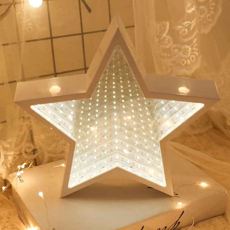 Led Tunnel-shaped Mirror Five-pointed Star Love Decoration Ornaments Night Light