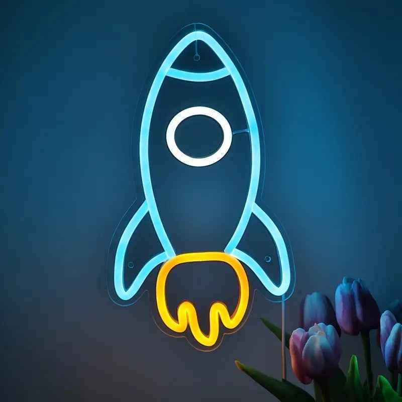 Rocket Neon Light Luminous Atmosphere Decorative Light Plate