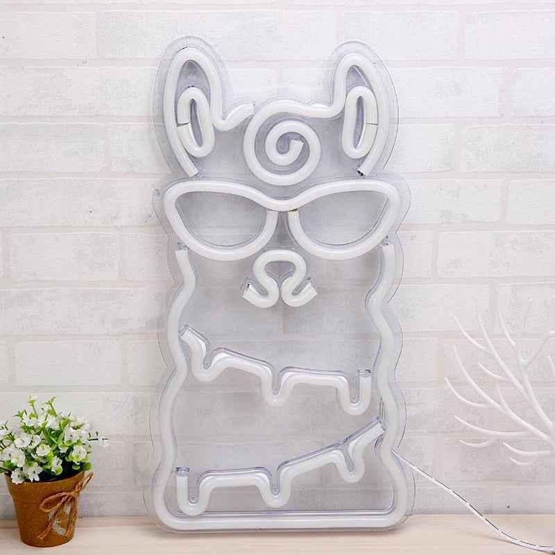 Creative Led Transparent Alpaca Neon Light