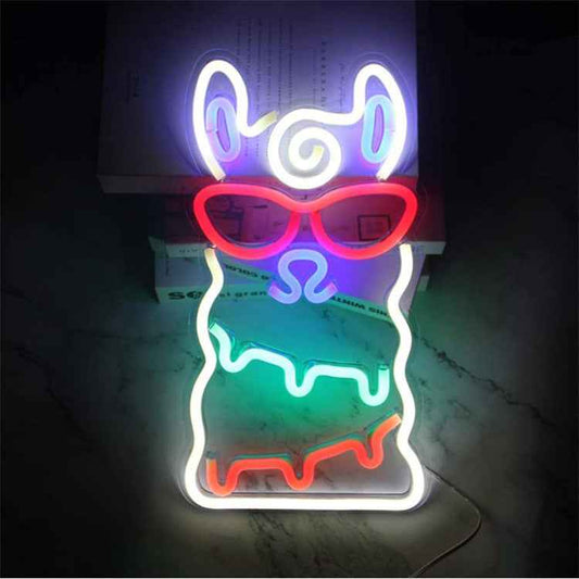 Creative Led Transparent Alpaca Neon Light