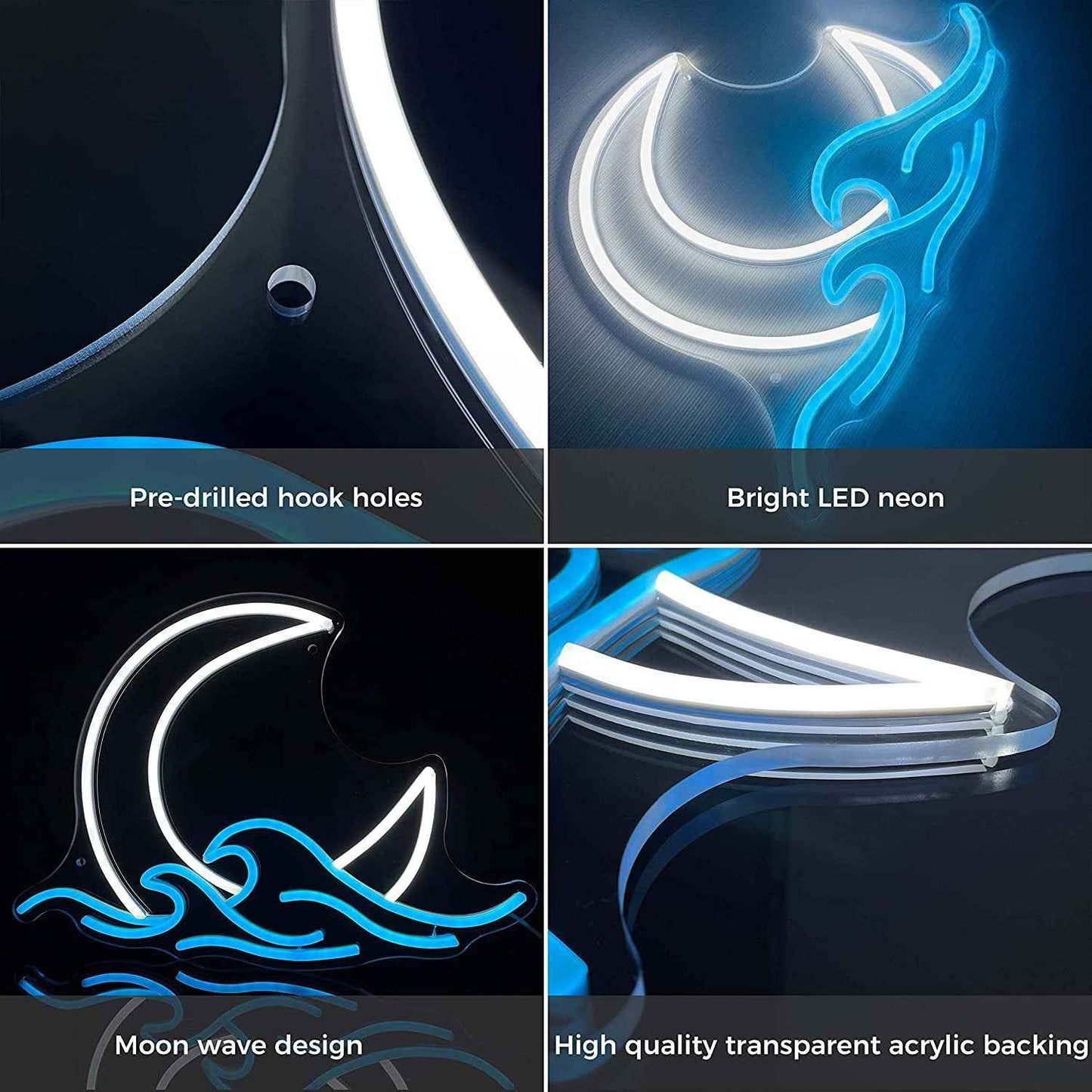 Moon & Waves LED Neon Sign