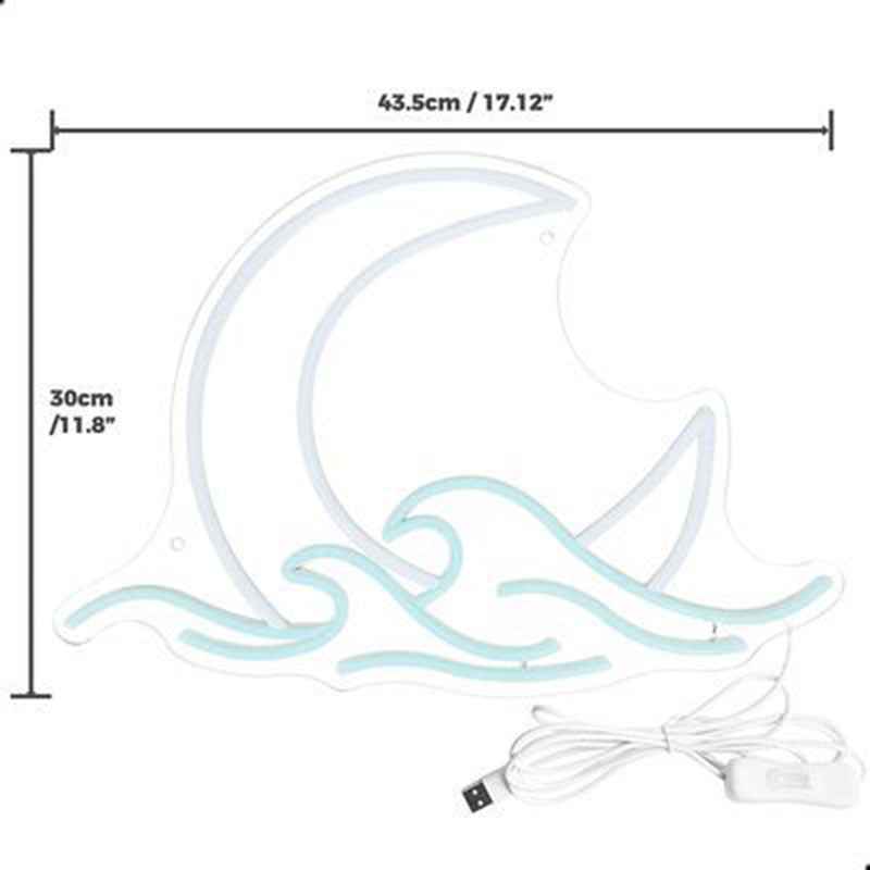 Moon & Waves LED Neon Sign