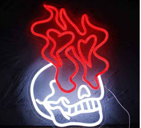 💀 Flaming Skull LED Neon Sign - Ztylist