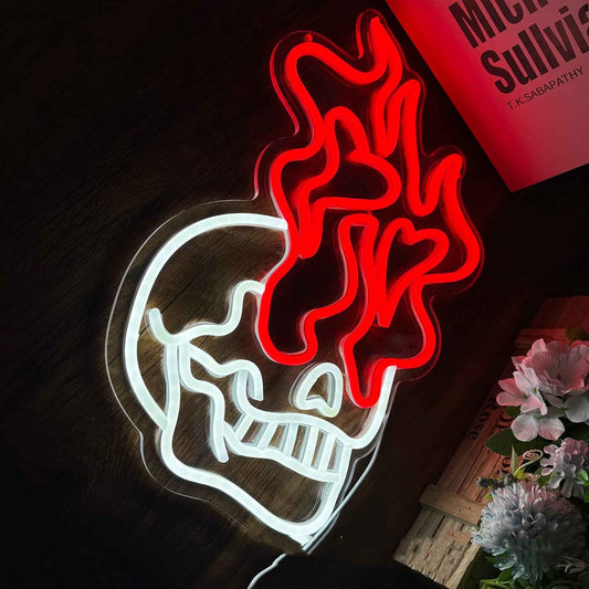 💀 Flaming Skull LED Neon Sign - Ztylist