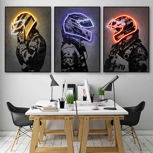 Neon Biker Wall Art