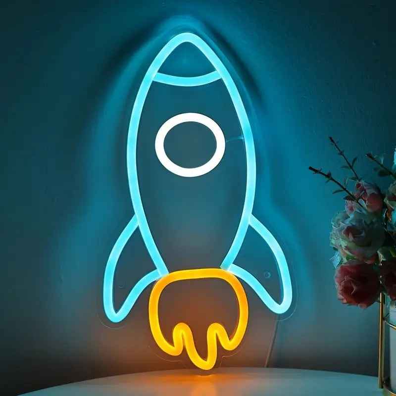Rocket Neon Light Luminous Atmosphere Decorative Light Plate