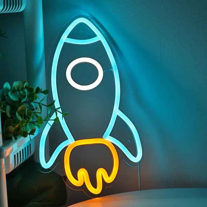 Rocket Neon Light Luminous Atmosphere Decorative Light Plate