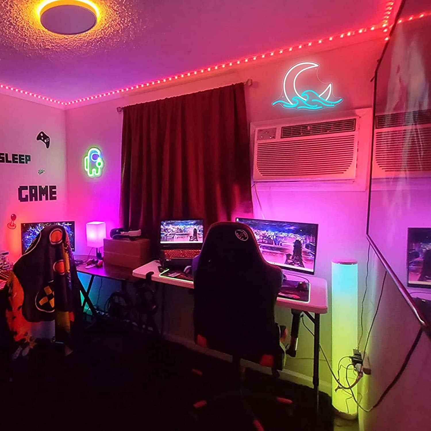 Moon & Waves LED Neon Sign