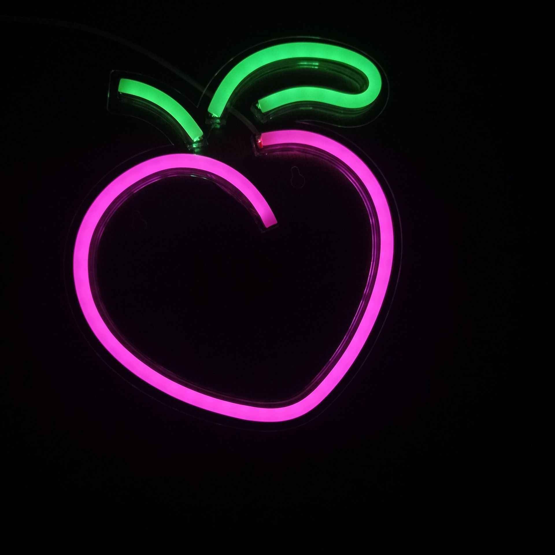 LED Transparent Back Plate Neon Peach Fruit Series Wall Hanging Decorative Lamp